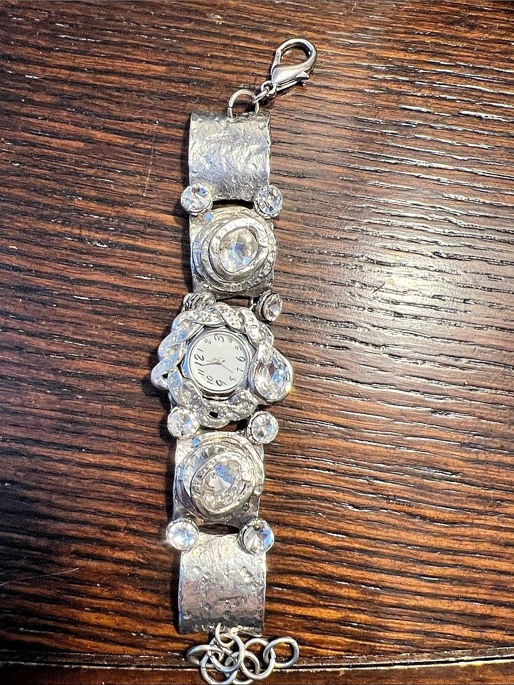 Silver-Tone Crystal Link Watch